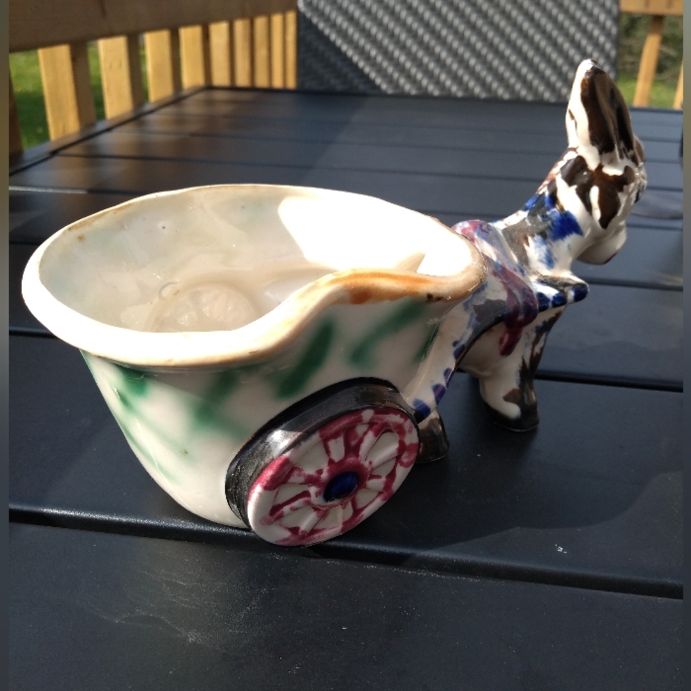 Kitschy Kritters, Vintage Donkey & Wagon Planter, Colourful - Picture 5 of 13